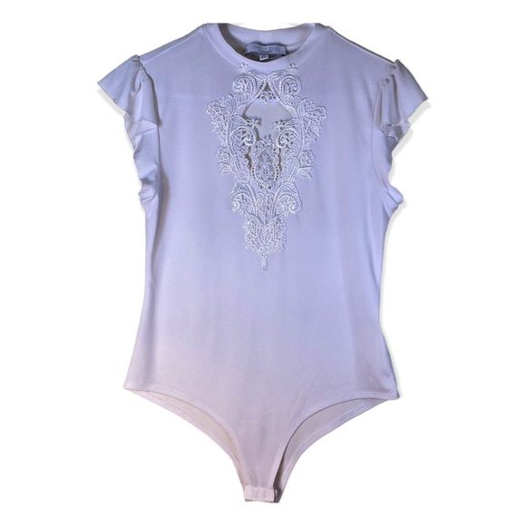 Sweet Rain Floral Stitch Bodysuit Women’s Size L - Picture 1 of 8